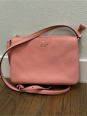 kate spade Pink Pebbled Leather Crossbody Bag with Gold Logo